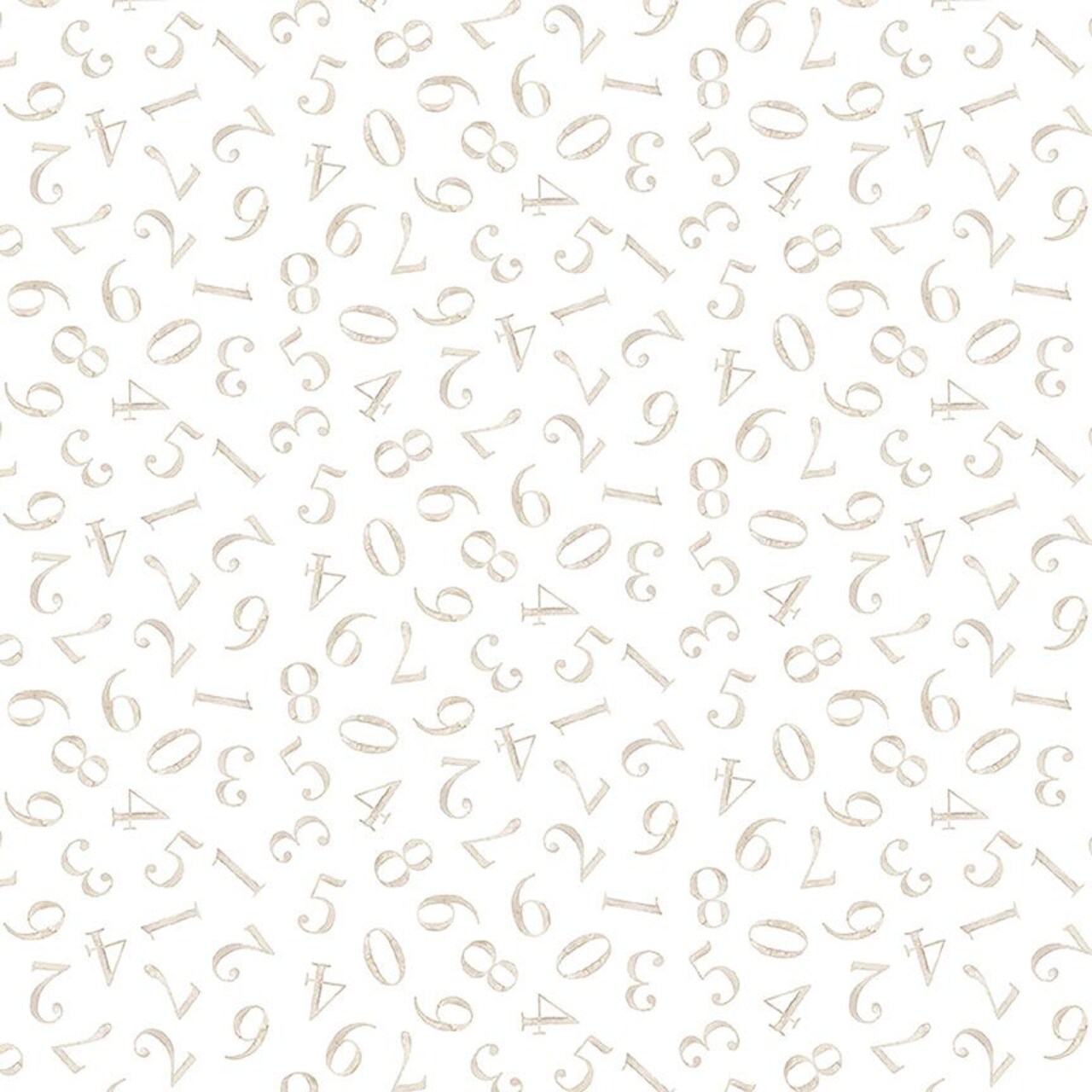 Fabric Dear Stella White Numbers Count on Me by the Quarter Yard DNS3319-WHITE